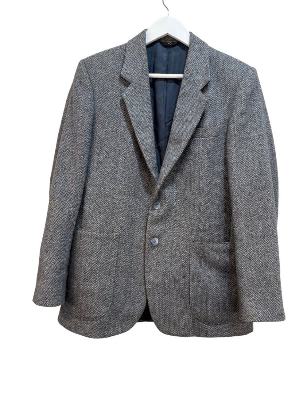Tweed Wool 2 Button Blazer Sport Coat Patch Pocket 1970s Vintage SZ 40